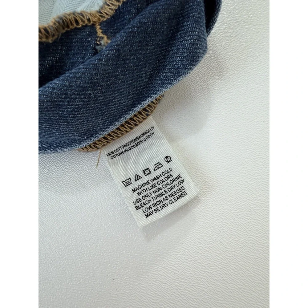Free People Blue Denim Overall Dress Sz 6 Raw Hem Casual Bib Mini